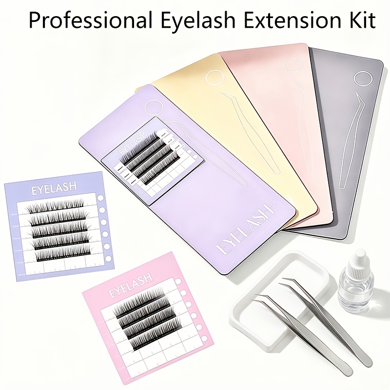 Eyelash Extension Salon - 3-teiliges Professionelles Magnetisches Wimpernverlängerungs-Set mit Präsentationspalette,