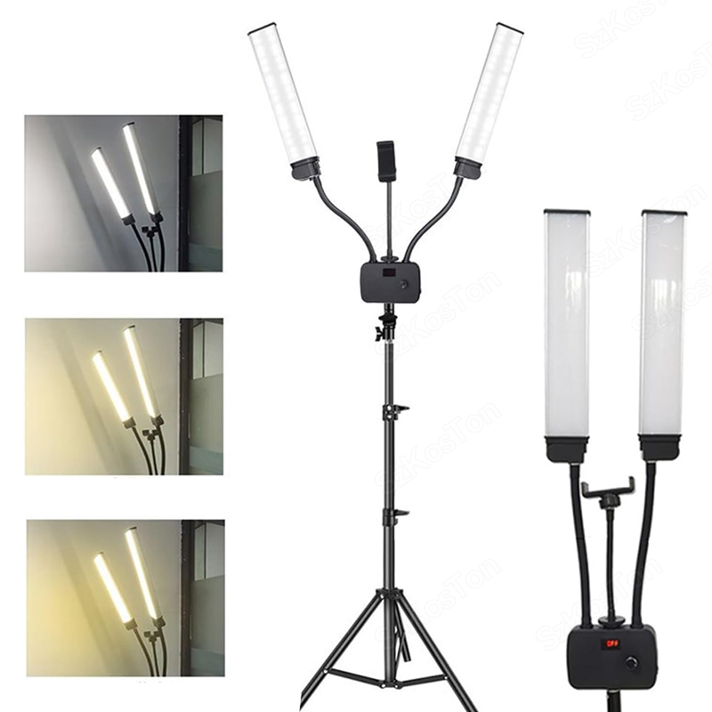 Eyelash Extension Videos - 45 W flexibles Doppelarm-LED-Fülllicht, Beauty-LED-Videoleuchten 3000–5600