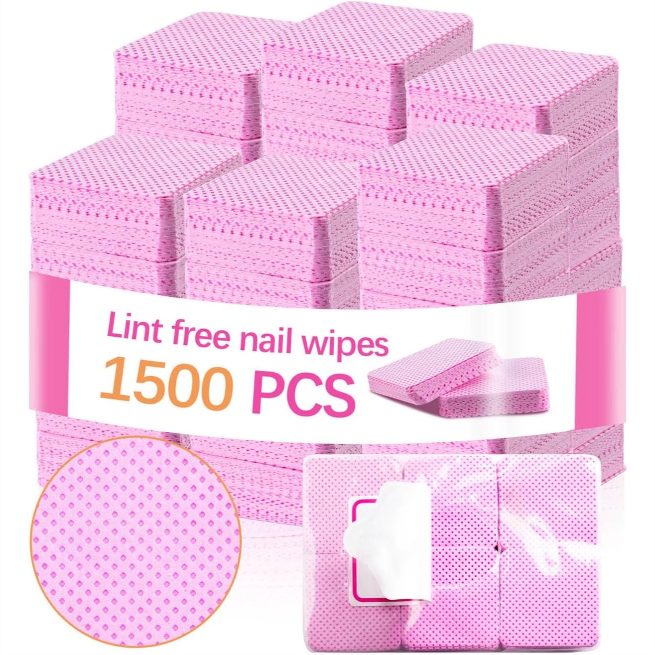 Eyelash Extension Cleaning - 1500 Stück fusselfreie Nagelreinigungstücher für Gelnägel,