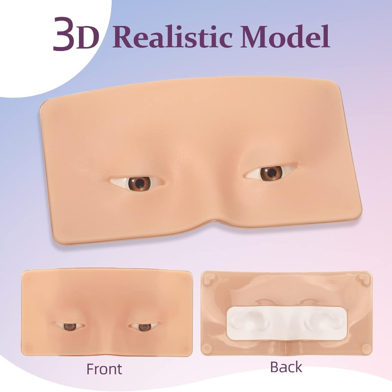 Eyelash Extension Open Eye - 3D Silikon Gesichts-Make-up-Übungsbrett - Wiederverwendbare Hilfe